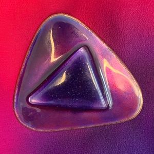 Vintage Handcrafted Purple and Pink, Glass, Enamel on Copper Pin